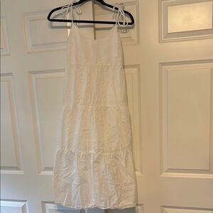 Tie Shoulder Tiered Midi Dress